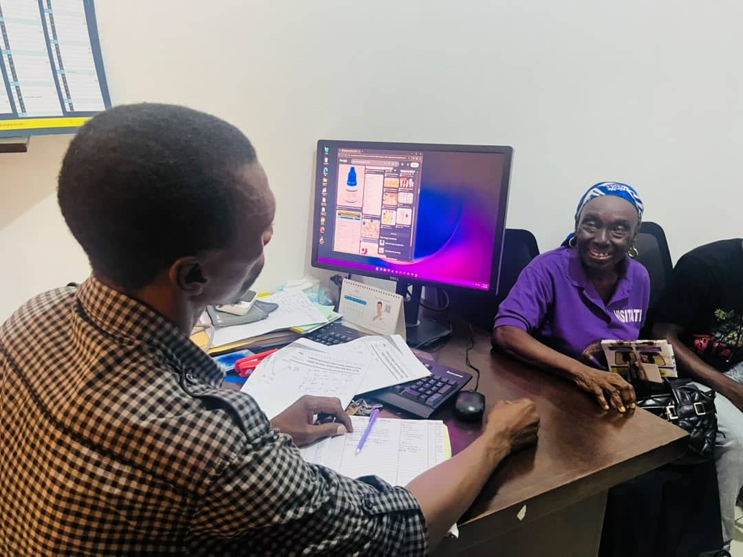 Optometrist examining a patient's eyes with a slit lamp at Ukiyata's Eye Care Services